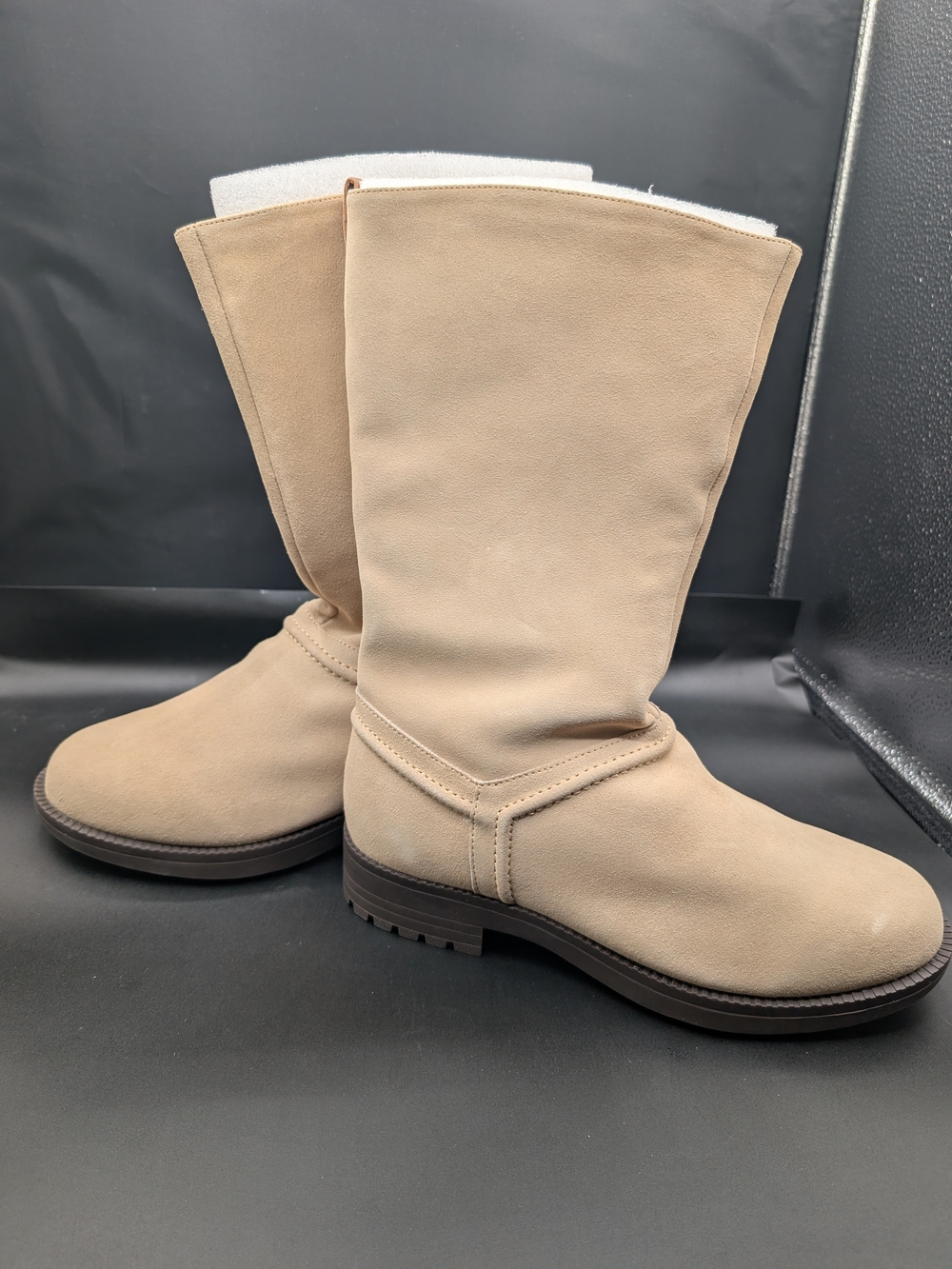 REVITALIGN Women's Tan Mid-Calf Suede Heeled Boots